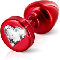 Analplug „R Heart red T1“ aus Aluminium, mit Swarovski-Element